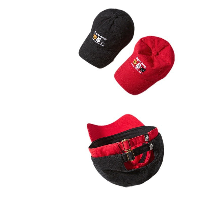 Classmate Yang cute cartoon female versatile face small animal embroidery baseball hat fashion cap a hair