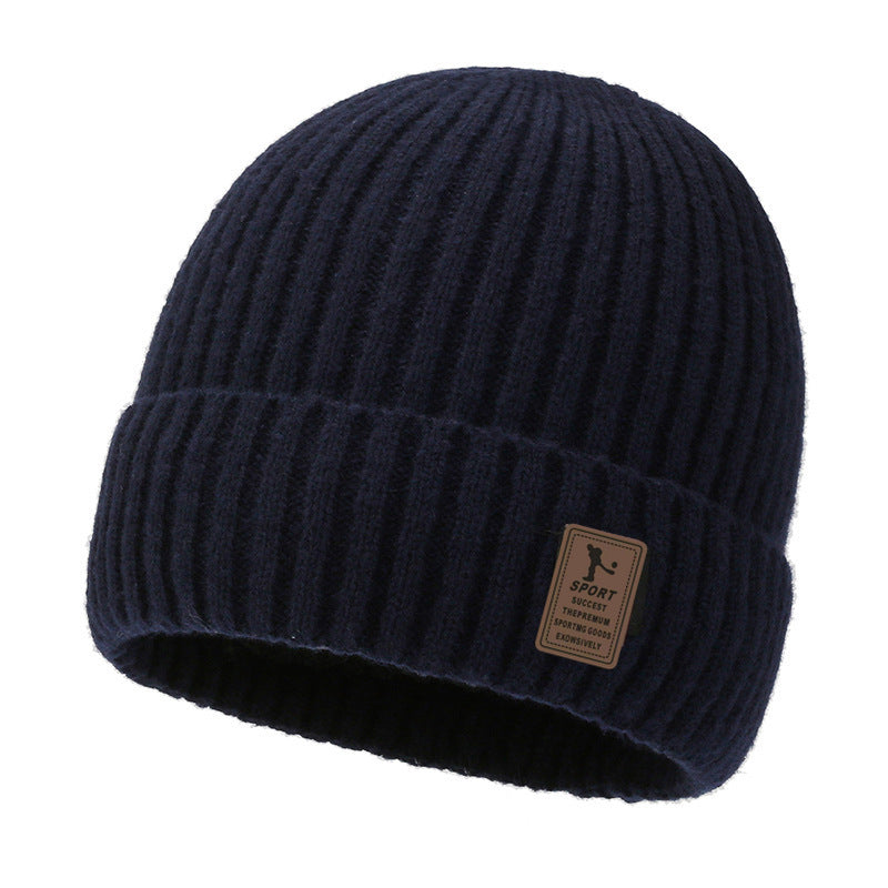 Winter warm knitted wool hat men's fleece thickened hat young students cycling cold ear hat foreign trade