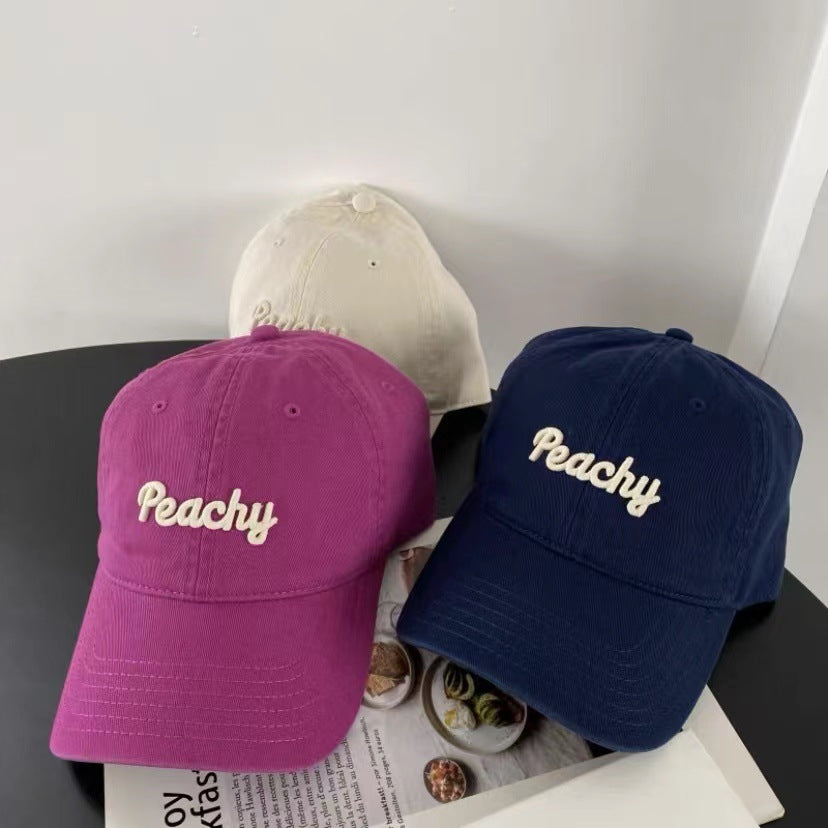 Zino plum color white hat women's spring summer ins baseball cap Korean version trendy street fashion letter cap