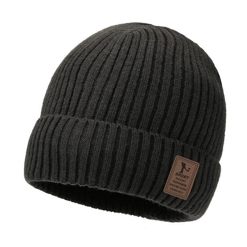 Winter warm knitted wool hat men's fleece thickened hat young students cycling cold ear hat foreign trade