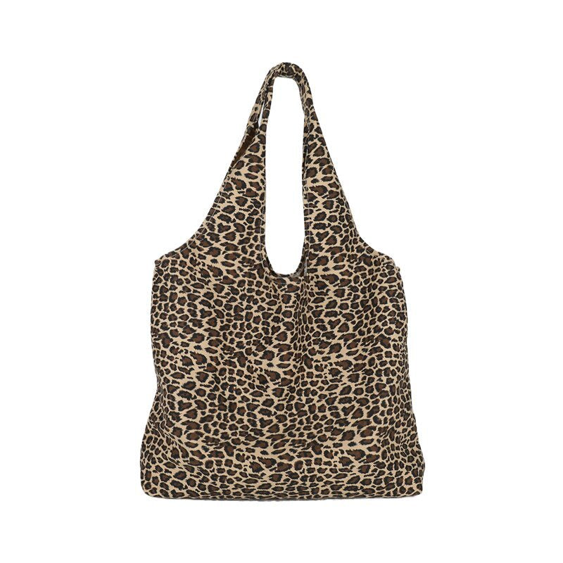 College students commute to class, large-capacity tote bag, women's 2024 new lazy wind leopard print canvas bag, shoulder bag