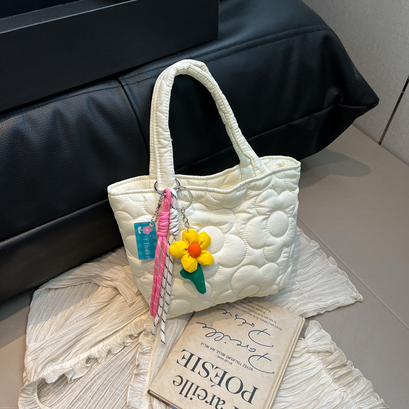 Winter soft flower hand bag bento bag Japanese simple lunch box bag cream portable small bag