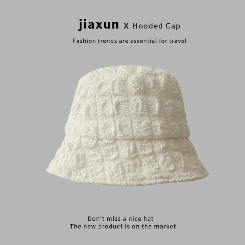 Zhao Ruth's same white bucket hat women's versatile autumn and summer sunshade basin hat plain bucket hat shows small face