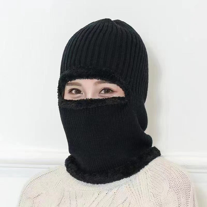 Winter men's hat outdoor cycling cold-proof velvet warm knitted hat ear protection neck cover integrated wool hat
