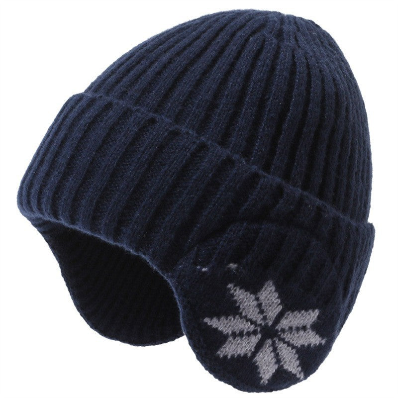 Winter Men's Duck Tongue Ear Cap Fleece Thick Warm Pullover Hat Youth Outdoor Riding Knitted Wool Hat Ski Cap