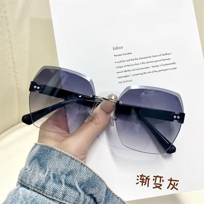 2023 new frameless trimmed sunglasses Internet celebrity trend women's versatile sunshades fashion street sunscreen sunglasses