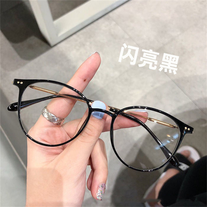 Xiaohongshu popular cold brown glasses frame female anti-blue glasses male flat glasses Internet celebrity no makeup artifact frame
