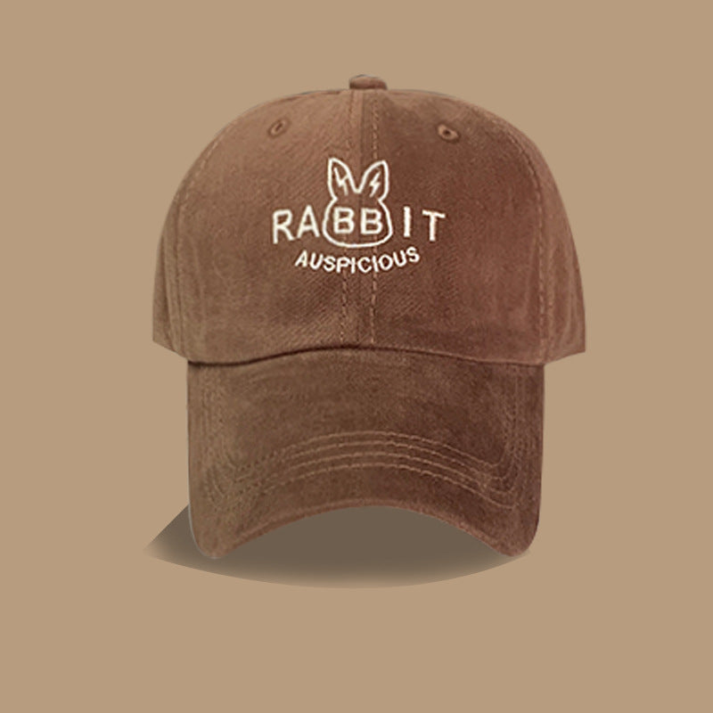 Year of the Rabbit cute fun embroidery rabbit baseball cap children fashion show face small couple versatile personality simple cap men