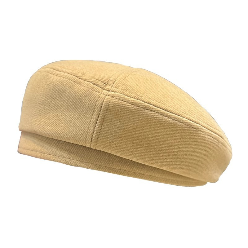 Woolen beret children autumn and winter British retro versatile painter beret Korean version simple solid color shows small face