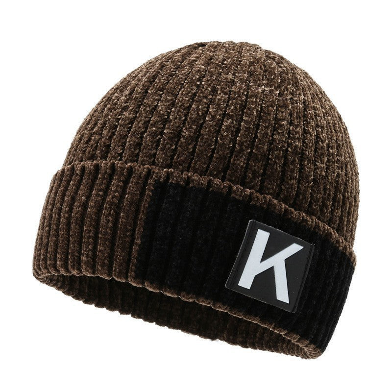 Winter men's hat outdoor cycling cold-proof velvet warm knitted hat ear protection neck cover integrated wool hat