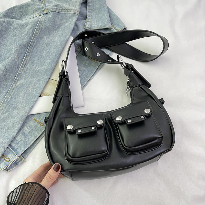 Y2k sweet cool babes wind bag women 2024 summer new fashion shoulder armpit bag niche design locomotive bag