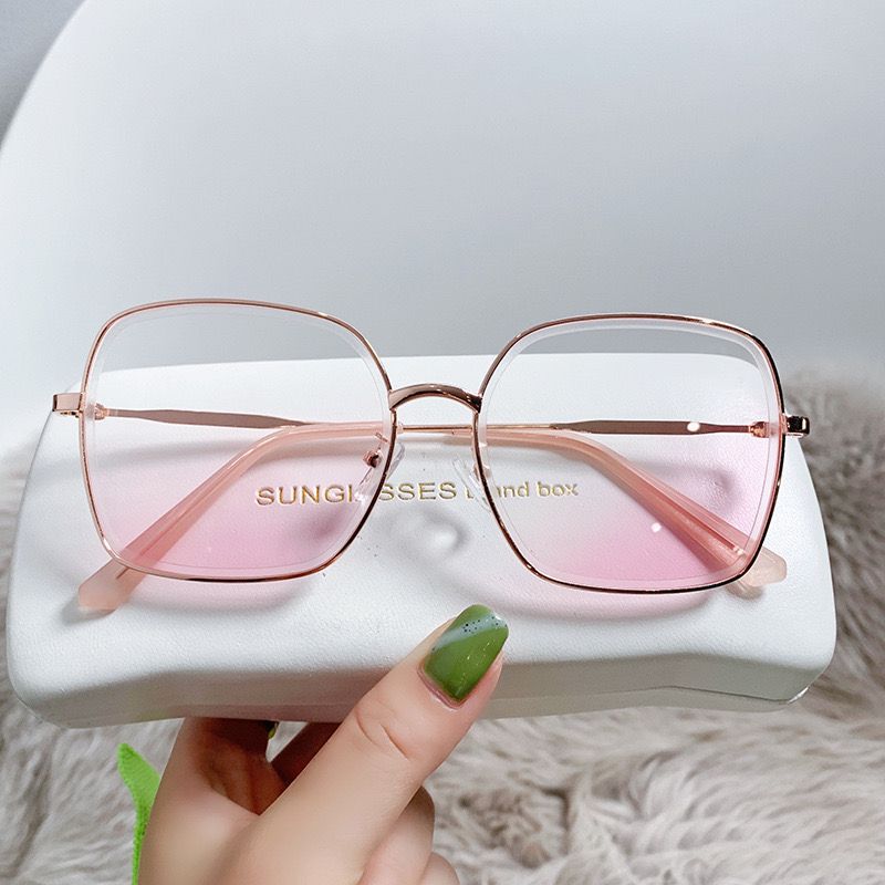 2023 new high-end large-frame sunglasses, UV-proof metal trimmed blush, big face and thin sunglasses for women