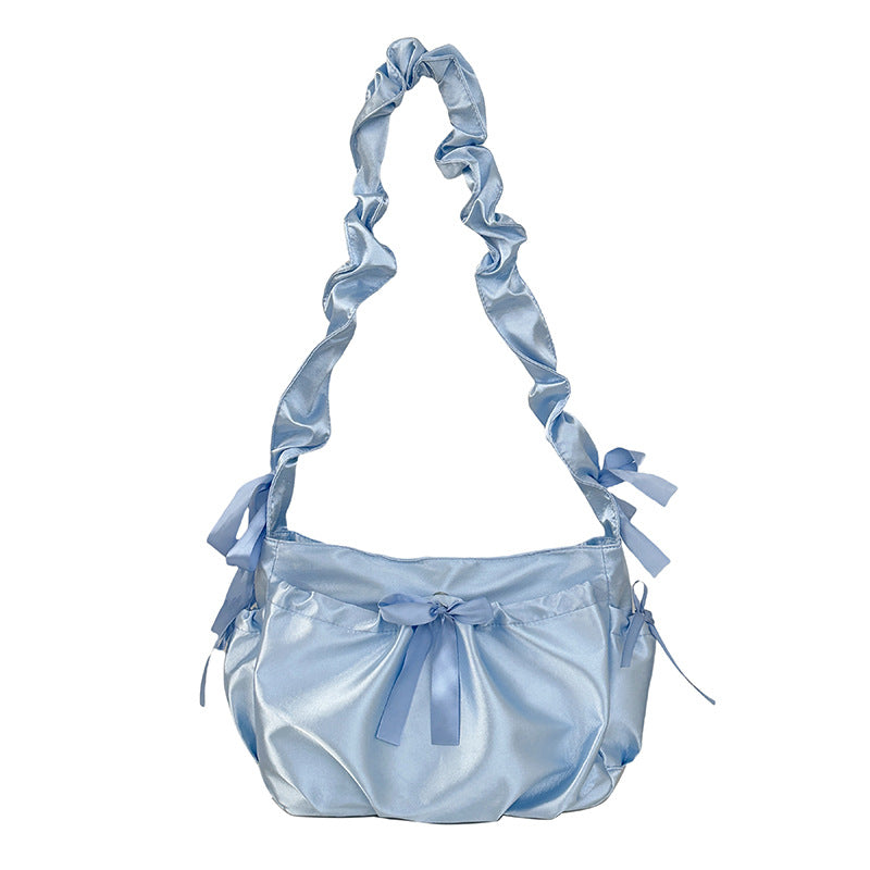 College style versatile simple bow casual large capacity ins style, messenger bag women's bag transparent shoulder messenger bag
