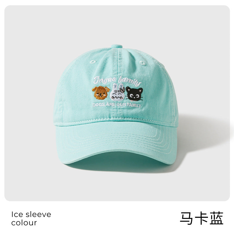 Classmate Yang cute cartoon female versatile face small animal embroidery baseball hat fashion cap a hair
