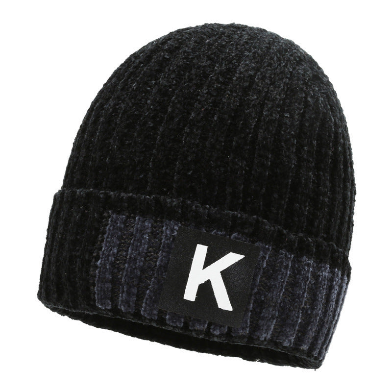 Winter warm knitted wool hat men's fleece thickened hat young students cycling cold ear hat foreign trade