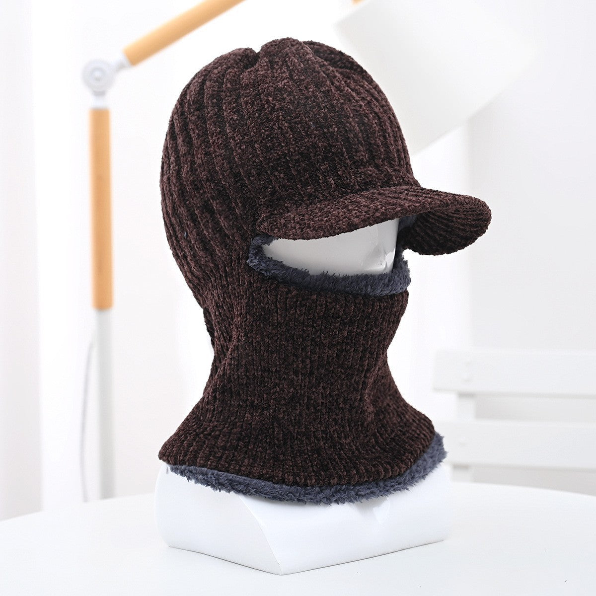 Winter new knitted hat men's fleece thickened warm cover wool hat student riding cold protection ear hat tide