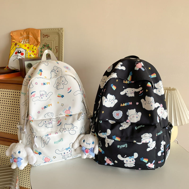 College women's simple backpack casual and light shopping Yugui dog cute backpack junior high school high school student schoolbag