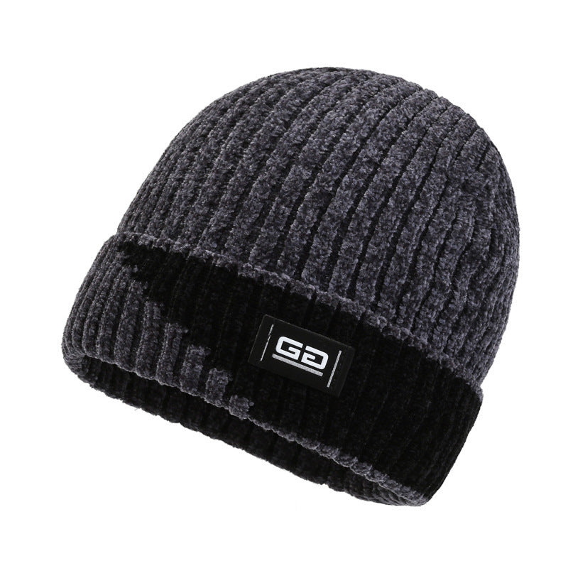 Winter warm knitted wool hat men's fleece thickened hat young students cycling cold ear hat foreign trade
