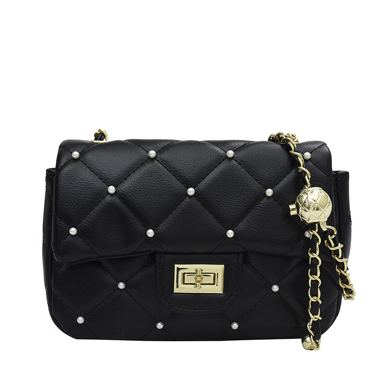 2022 new bag women's trendy fashion shoulder bag diamond small fragrant style versatile messenger bag small golden ball women's bag