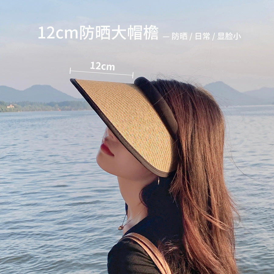 Yang classmate sun hat children summer straw empty top hat big brim face covering sun hat summer travel sun hat
