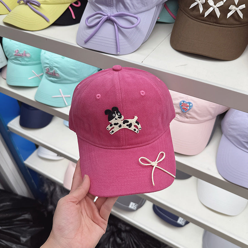 Wholesale Korea 2024 new Korean version cap female cartoon puppy bow soft top baseball cap shows small face