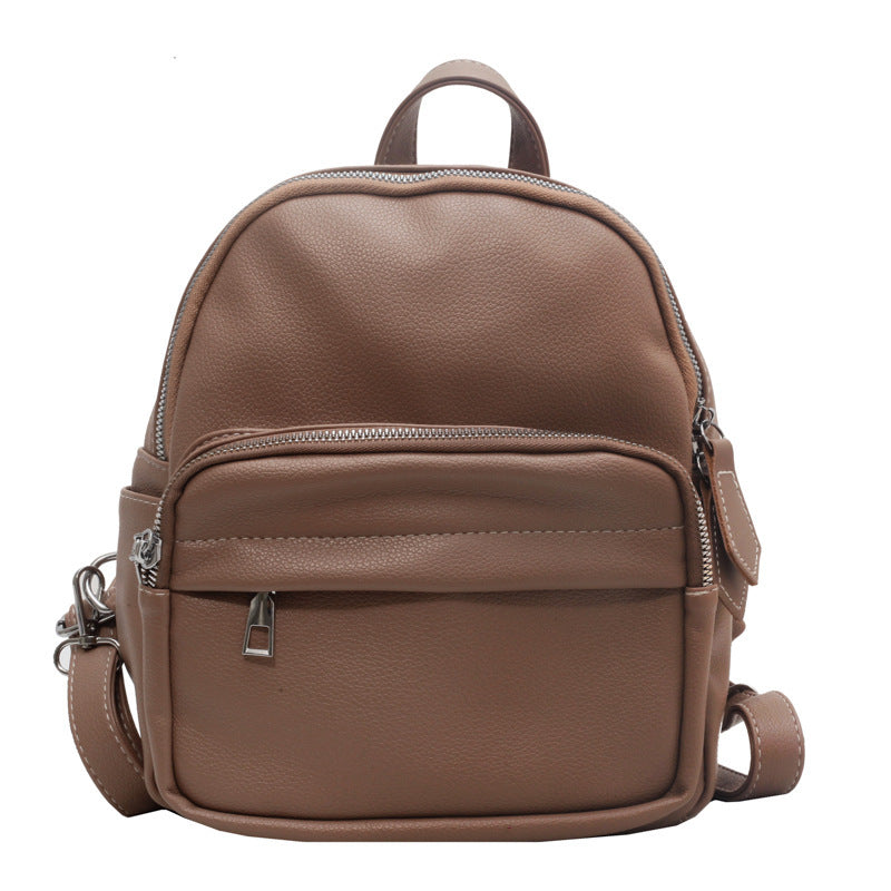 2023 new niche foreign style backpack bag women's high-end texture soft leather fashion versatile leisure travel backpack