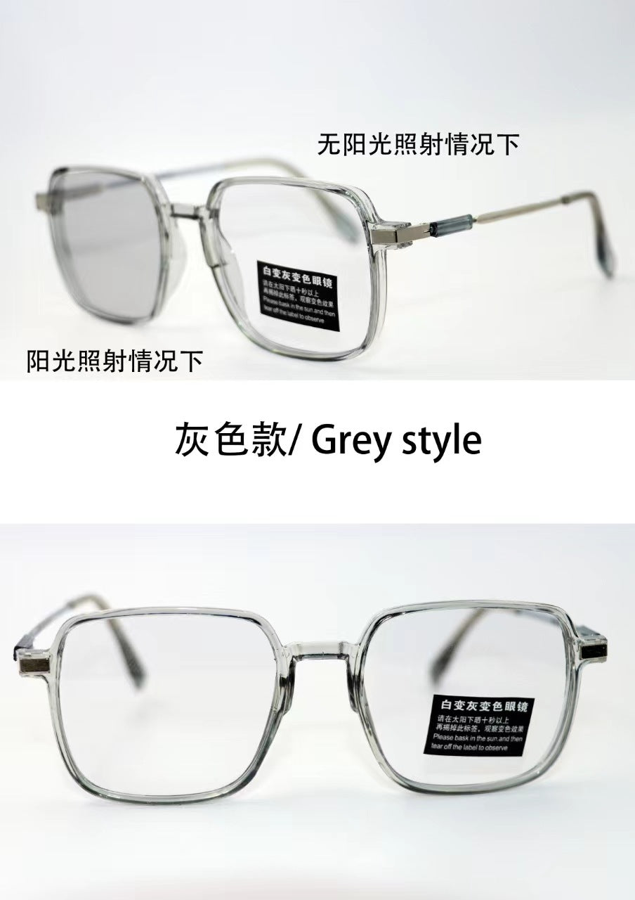 Color-changing flat glasses women's ultra-light damp cold brown transparent frame ins high value large frame thin plain glasses