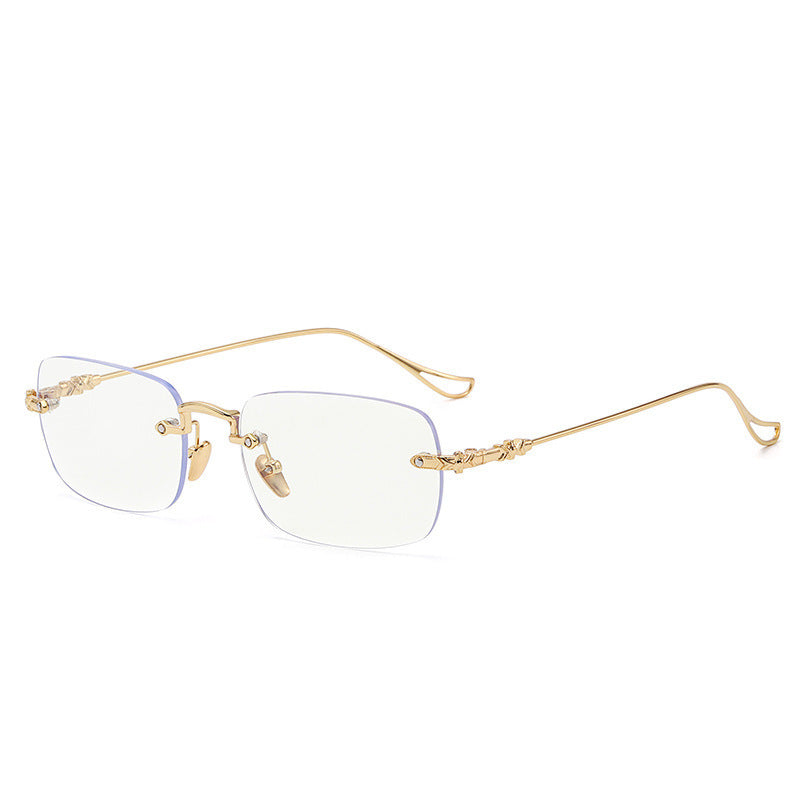 Color-changing eye protection rimless glasses plain face high-end new anti-blue glasses women's rimless frame Sven men's wholesale