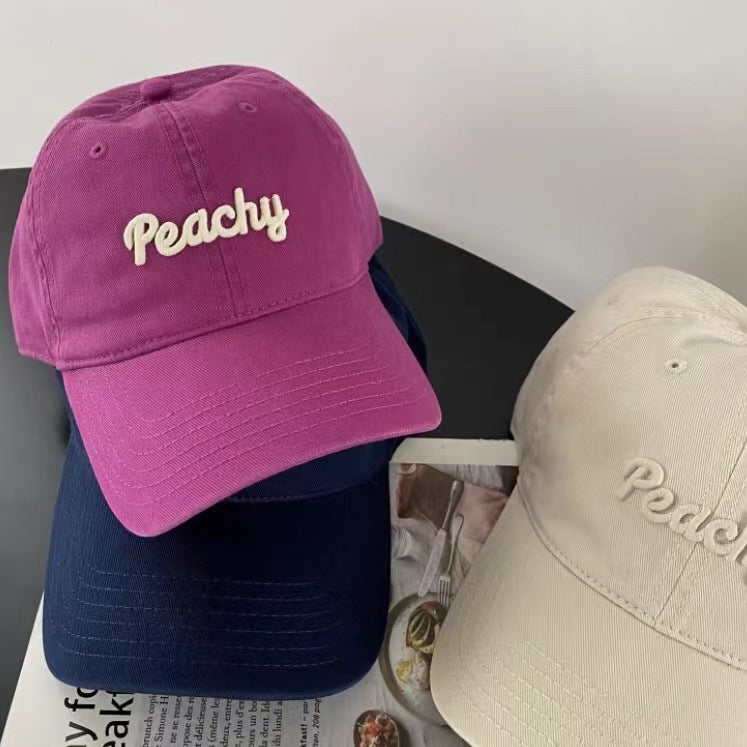 Zino plum color white hat women's spring summer ins baseball cap Korean version trendy street fashion letter cap