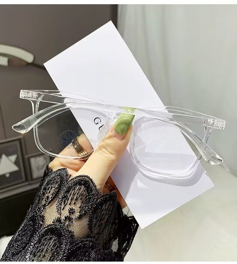 2023 new Internet celebrity large frame color-changing glasses high definition color-changing myopia couple plain wear anti-blue glasses