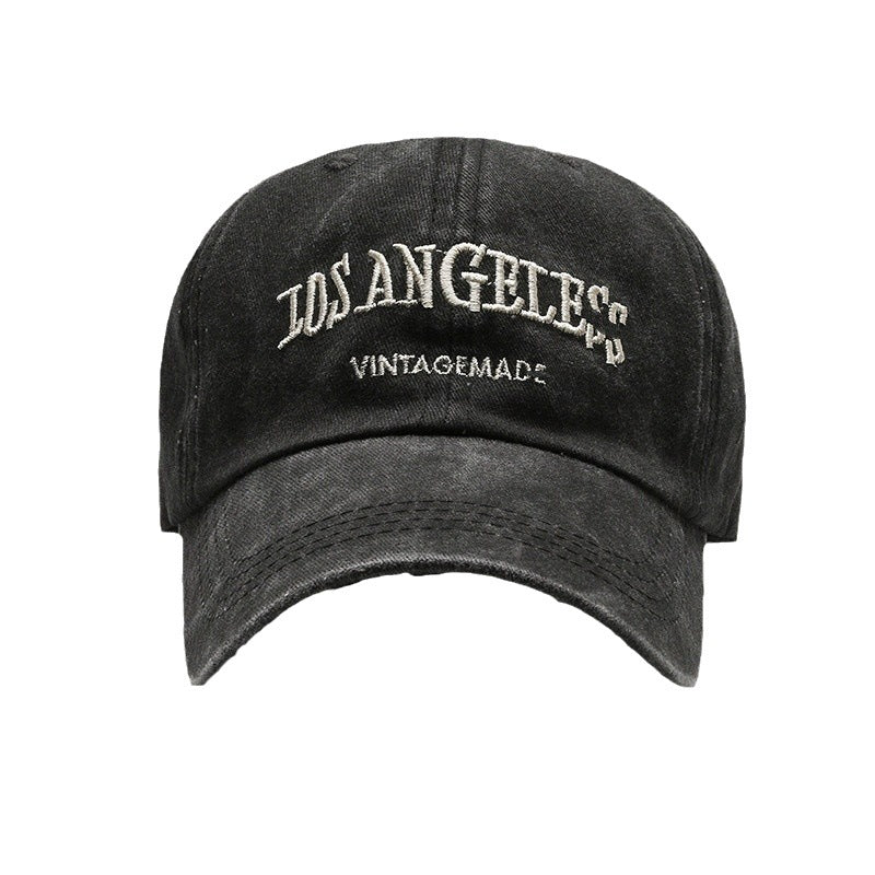 Women's big head circumference baseball cap old washed hat men's American wide brim retro small face trend embroidered cap