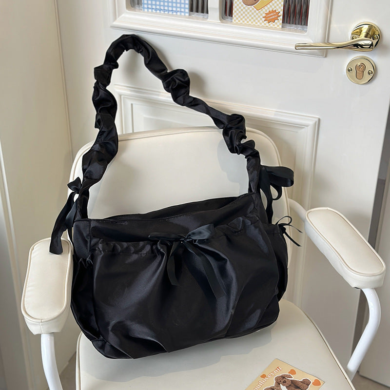 College style versatile simple bow casual large capacity ins style, messenger bag women's bag transparent shoulder messenger bag