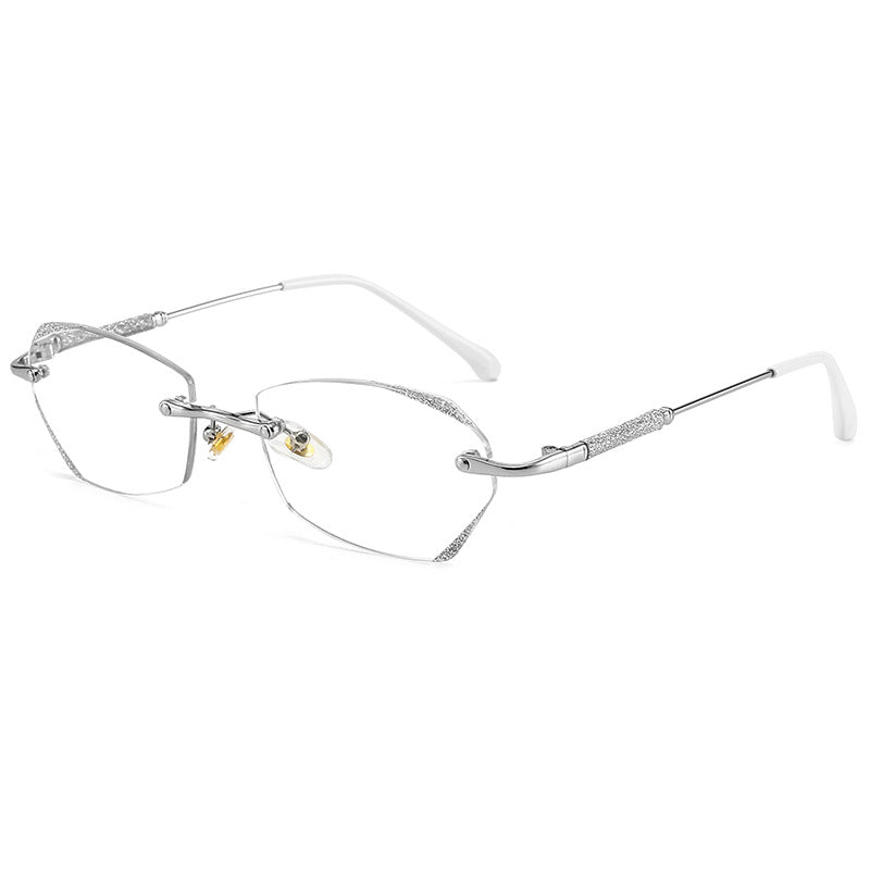 2022 new trimmed star fine flash anti-blue reading glasses Douyin same men's and women's flower glasses rimless glasses