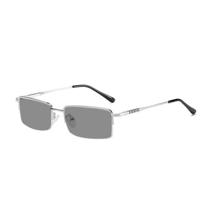 Color-changing myopia glasses men's UV protection optics handsome big face half frame ultra-light no degree eye protection frame tide