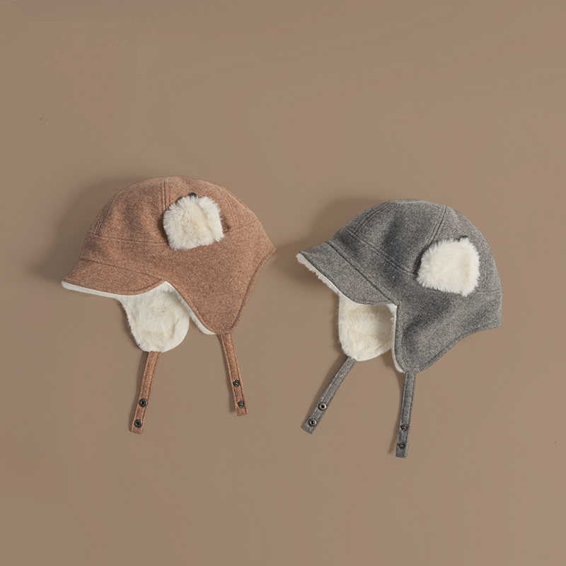 Warm woolen Lei Feng hat children autumn and winter skiing thickened cold protection ear protection flying hat plush Northeast cotton hat men