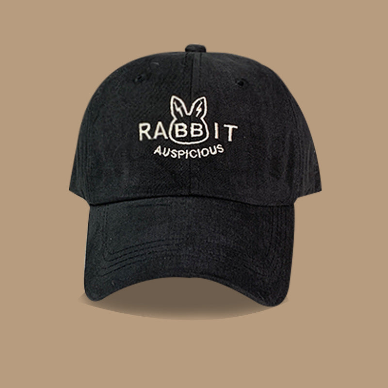 Year of the Rabbit cute fun embroidery rabbit baseball cap children fashion show face small couple versatile personality simple cap men