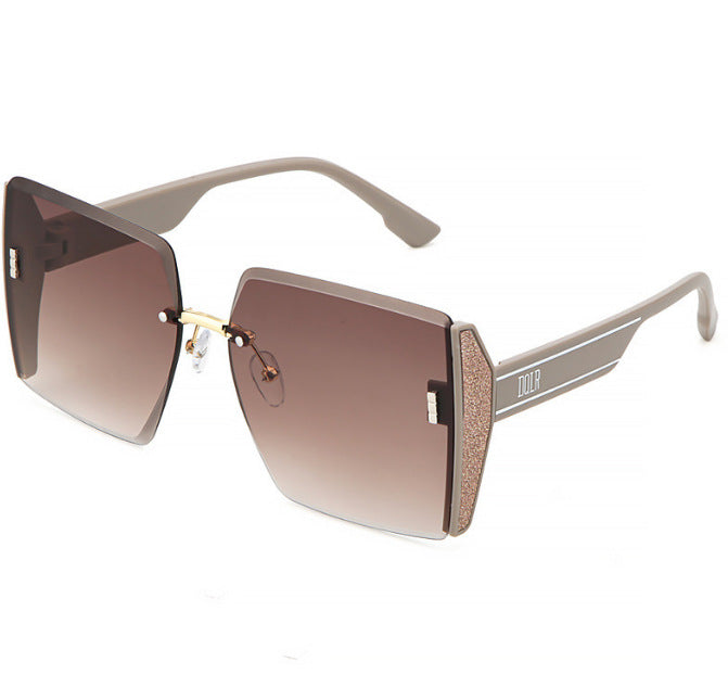 2022 new square frameless trimmed sunglasses Internet celebrity personality big-name glasses big-frame fashion sunglasses wholesale