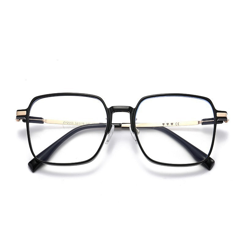 Xiaohongshu fashion explosion color-changing anti-blue flat mirror plain face thin versatile photo glasses cross-border hot-selling models