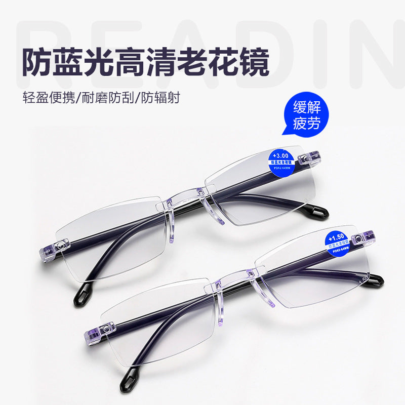 2023 anti-blue reading glasses running rivers and lakes street stall glasses wholesale ultra-light frame diamond trimmed reading glasses