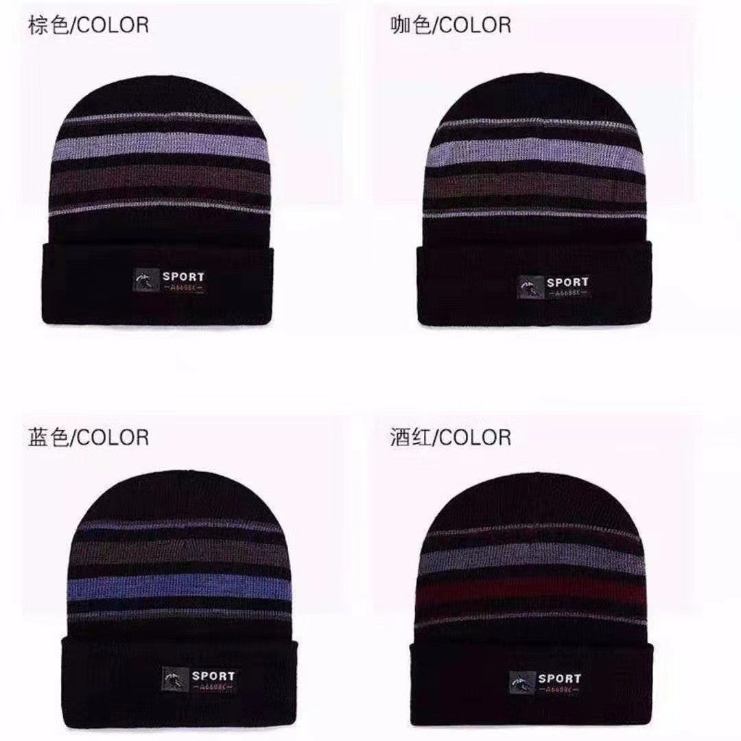 Winter men's hat outdoor cycling cold-proof velvet warm knitted hat ear protection neck cover integrated wool hat