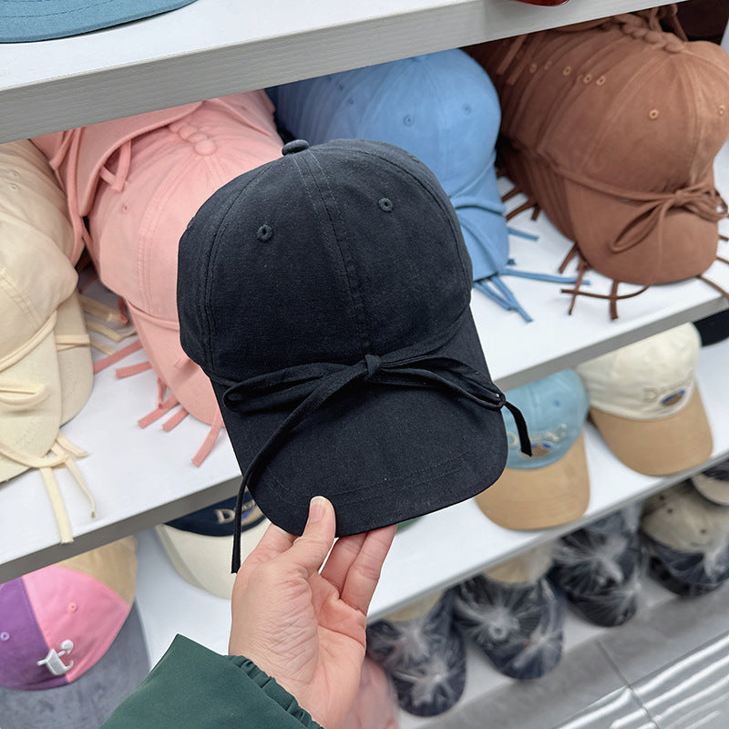 Wholesale Korea 2024 new personalized straps bow baseball cap spring and summer travel sunshade sun protection cap