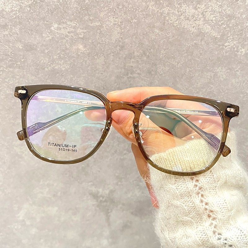 Color-changing glasses women's myopia glasses flat glasses optical anti-blue light automatic photosensitive flat sunglasses large round frame men