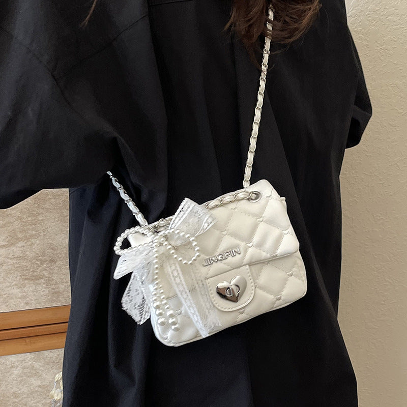 Xiaoxiangfeng silver bag women's 2025 new fashion diamond chain small square bag versatile messenger bag