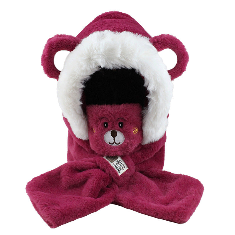 Winter ear protection, scarf, ear hat, scarf, mask, cute strawberry bear, warm and cold-proof, Lei Feng hat, female cycling hat