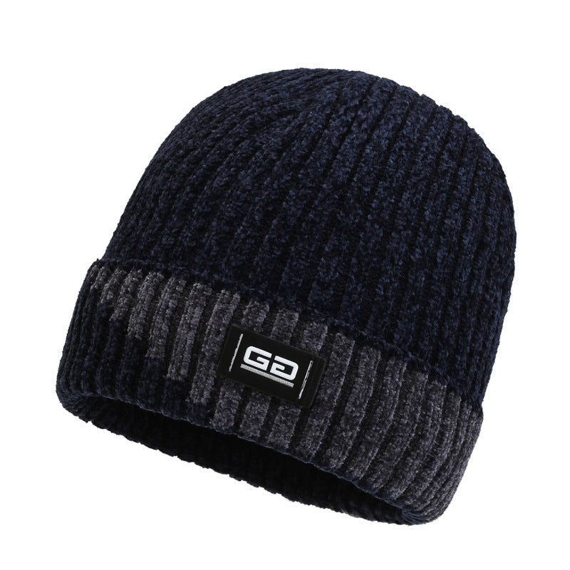 Winter warm knitted wool hat men's fleece thickened hat young students cycling cold ear hat foreign trade