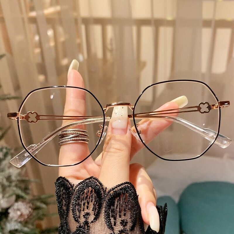 2023 fashionable metal small frame glasses, high-end couple anti-blue light glasses, plain street glasses can be matched with glasses
