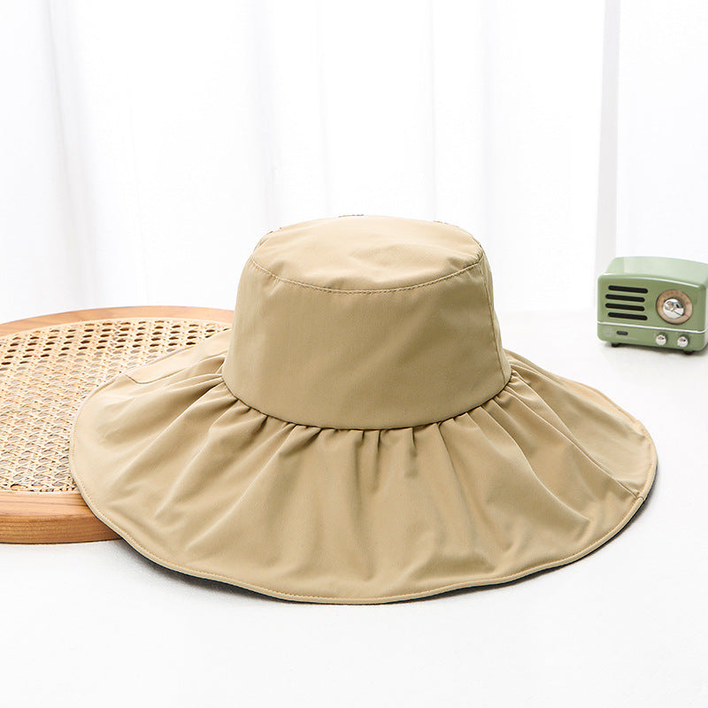 2022 vinyl face covering sunscreen hat women's summer bucket hat UV protection big brim sunshade sun hat one piece