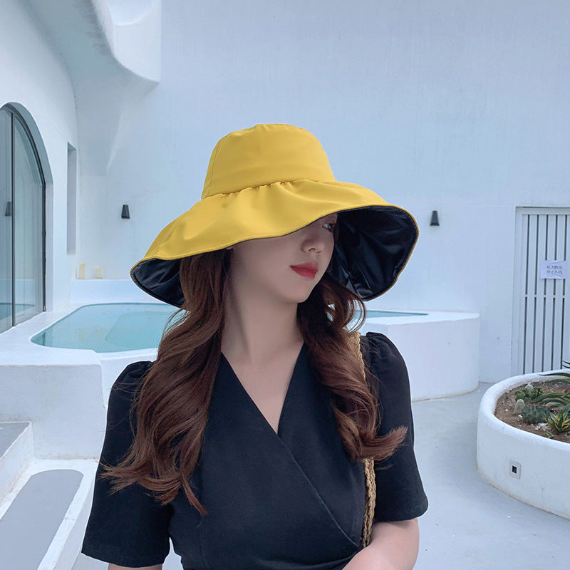 2022 vinyl face covering sunscreen hat women's summer bucket hat UV protection big brim sunshade sun hat one piece