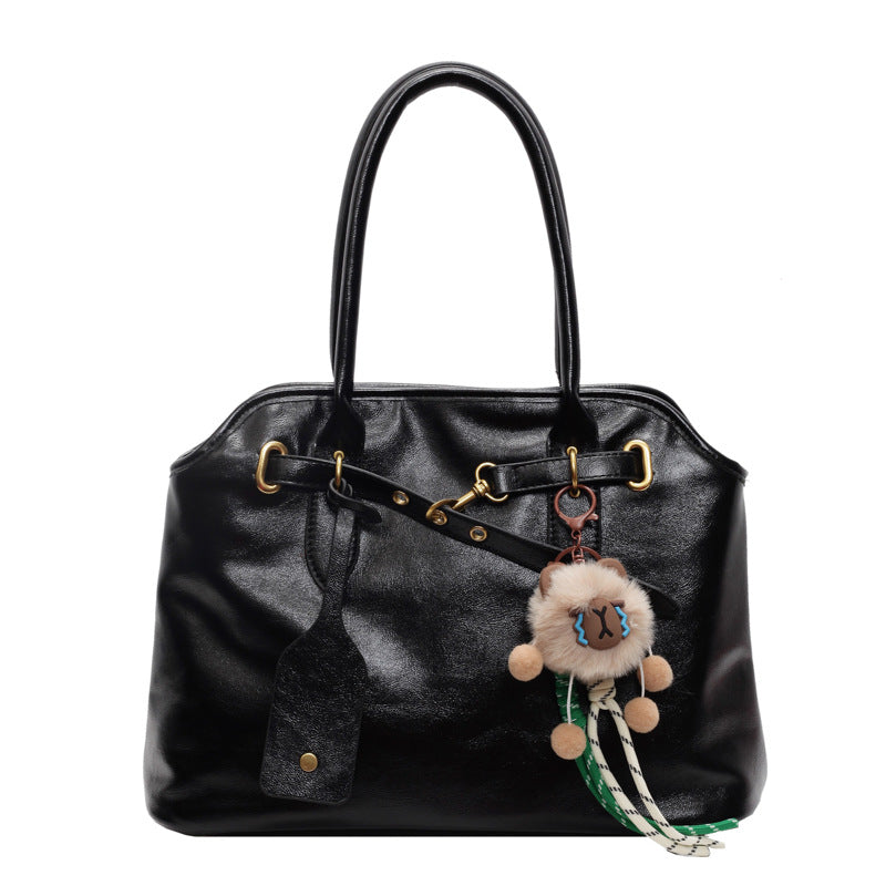College students commute to class armpit bag Korean version retro trendy fashion shoulder bag 2024 autumn and winter portable tote bag
