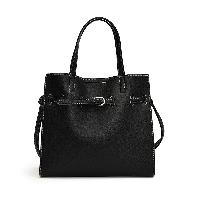 Women's bag 2024 new handbag simple and fashionable shoulder tote bag niche personalized belt buckle messenger bag